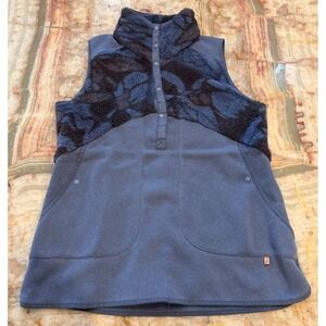 Indyeva Womens Mezcla Tunic Sweater Blue Fleece Snap Closure Cozy Winter Size XL